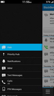 BlackBerry Hub Menu