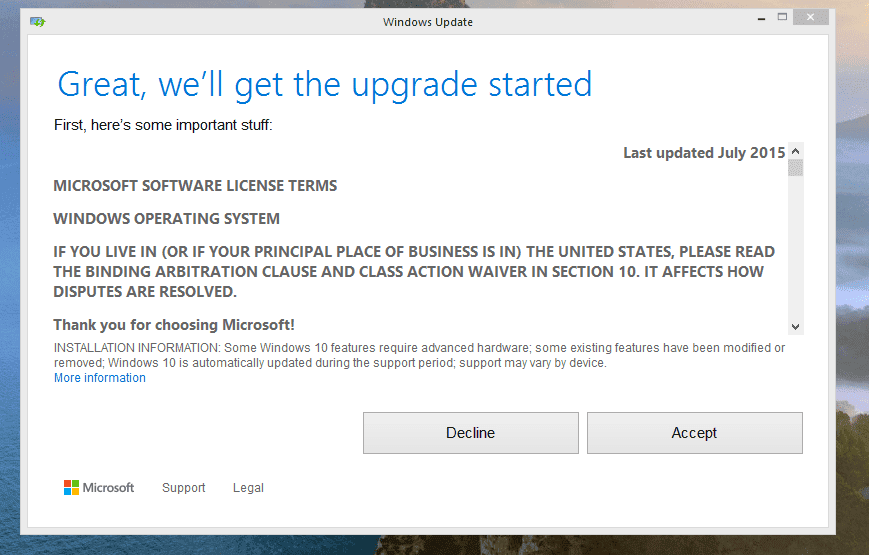 Windows 10 Terms