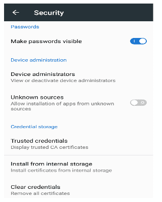 Settings, Security, Unknown Sources
