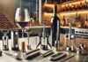 A collection of wine gadgets on a kitchen countertop.