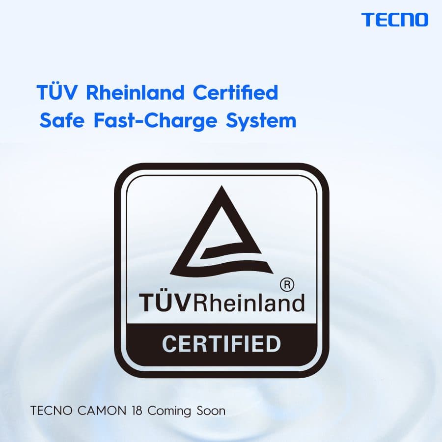Tecno Camon 18 Premier gets TÜV Rheinland Safe Fast Charge System Certified