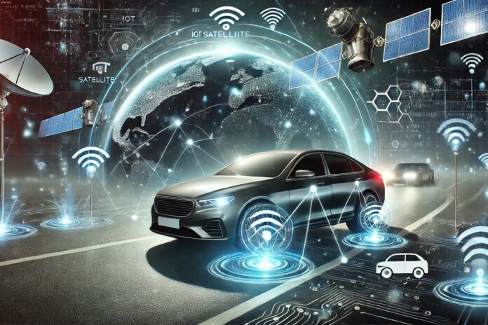 A Car Connected to IoT Satellite Technology