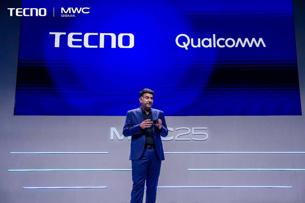 Kedar Kondap, SVP & GM of Compute and Gaming at Qualcomm at MWC 2025 with Tecno